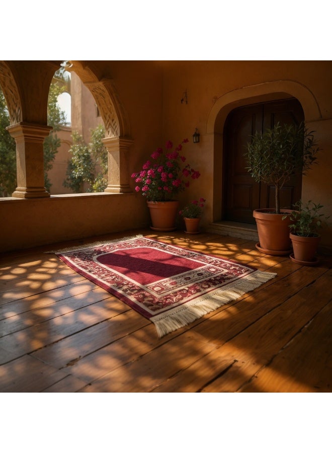 Extra Large Premium Prayer Mat 75 by 160 cm – Classic Mihrab Design with Free Prayer Beads - Image 3